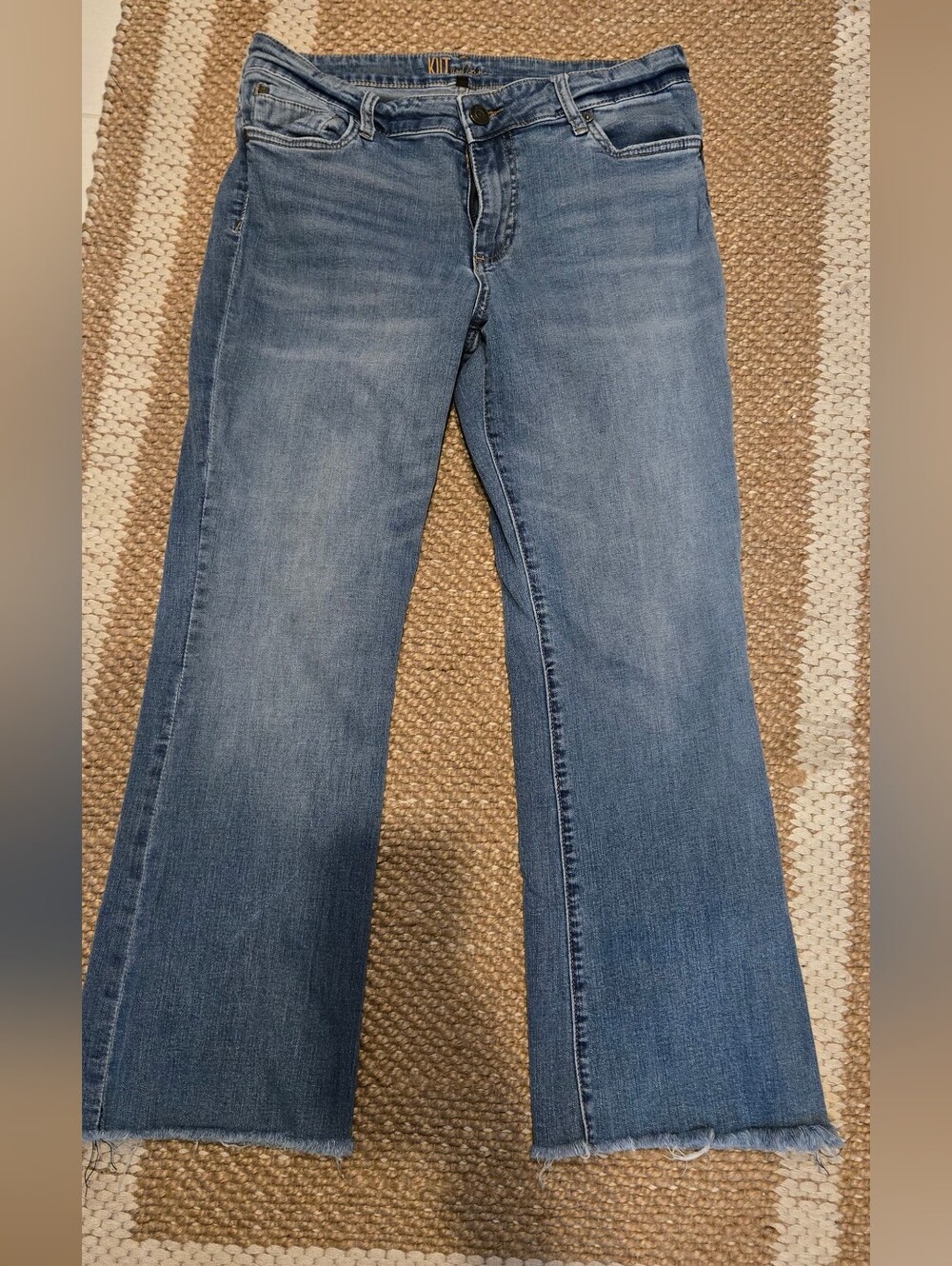 Kut from the Kloth Medium Blue Wide Leg Jeans with Raw Hem